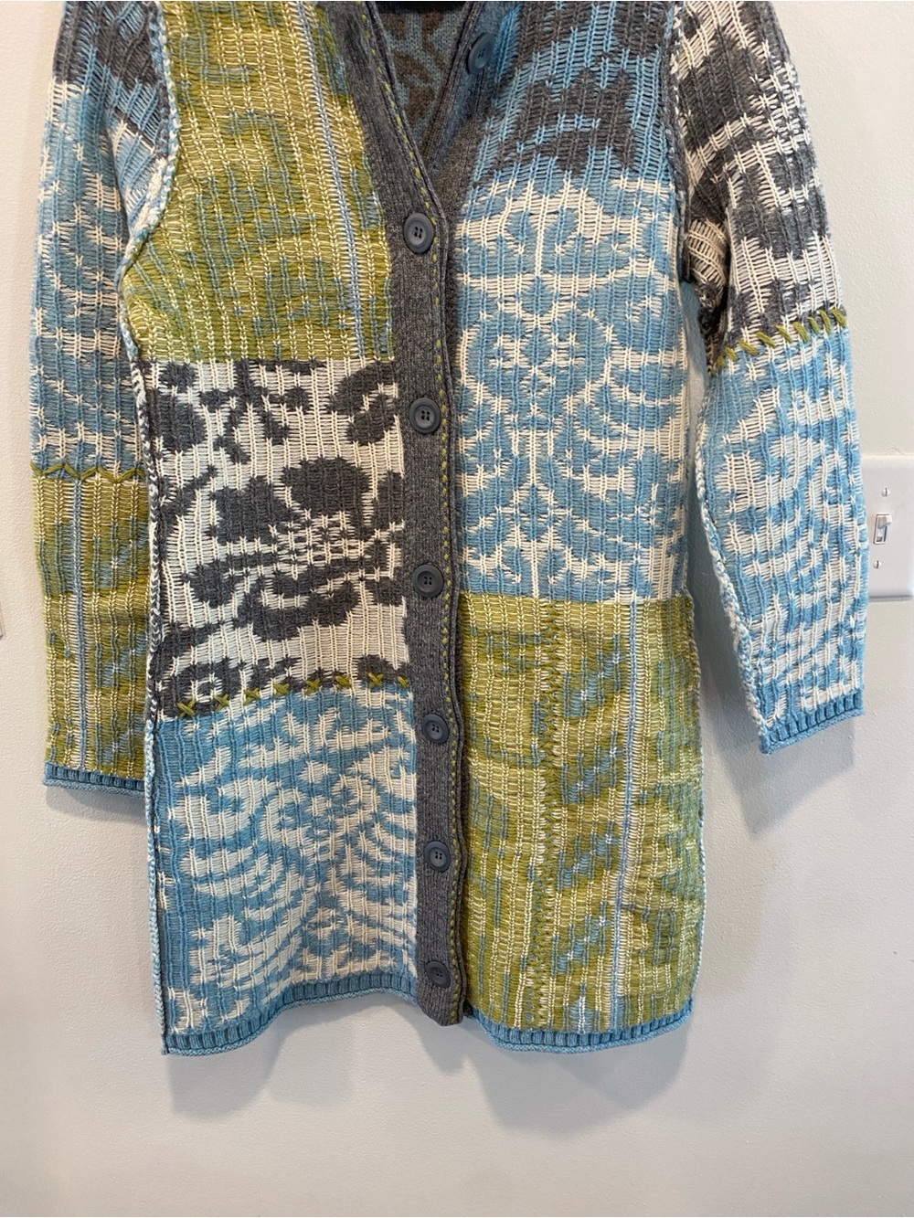 Sundance patchwork lambswool cardigan coat woman’s size XS folk art to wear - Picture 5 of 11